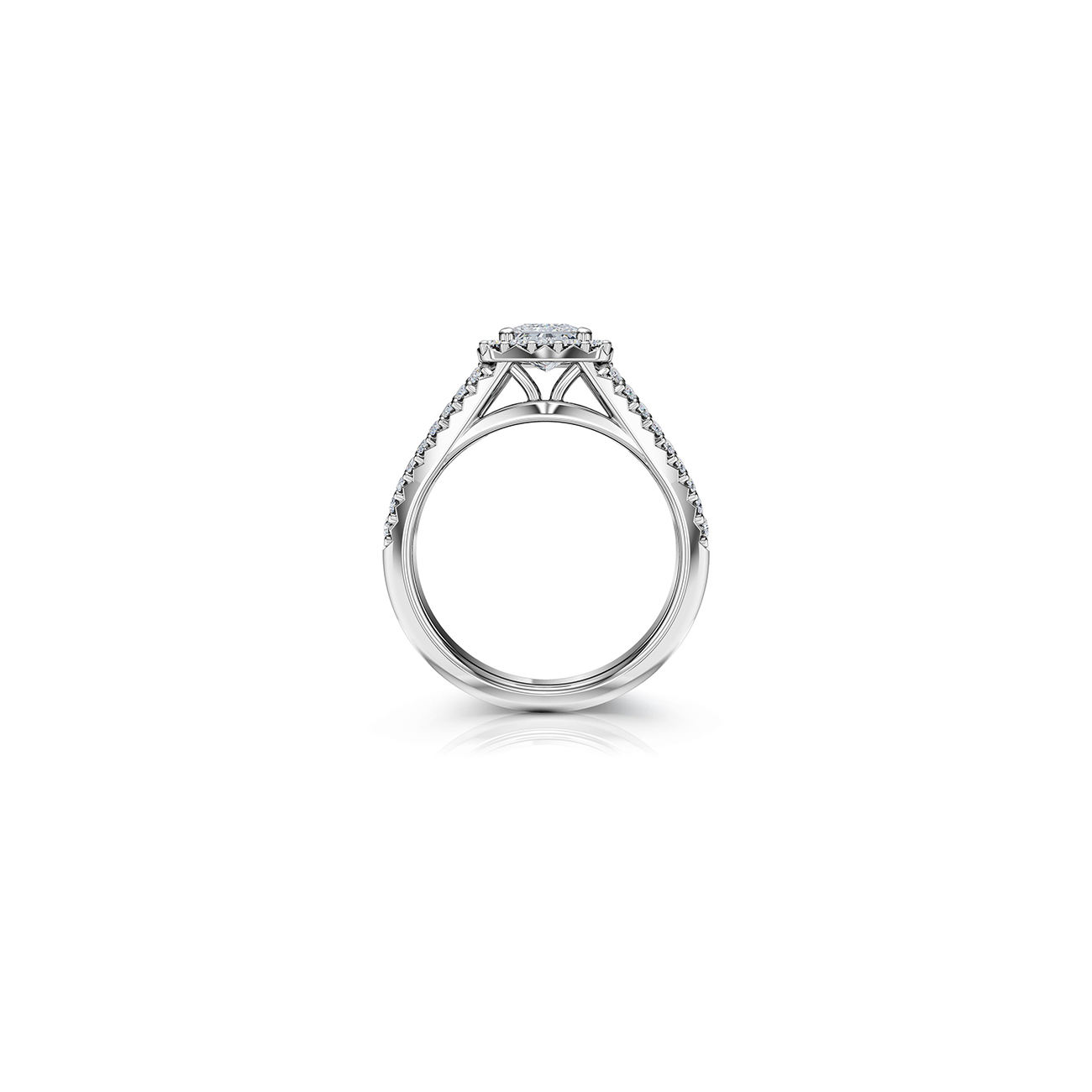 The Studio Collection Princess Cut Diamond Halo Split Shank Engagement Ring